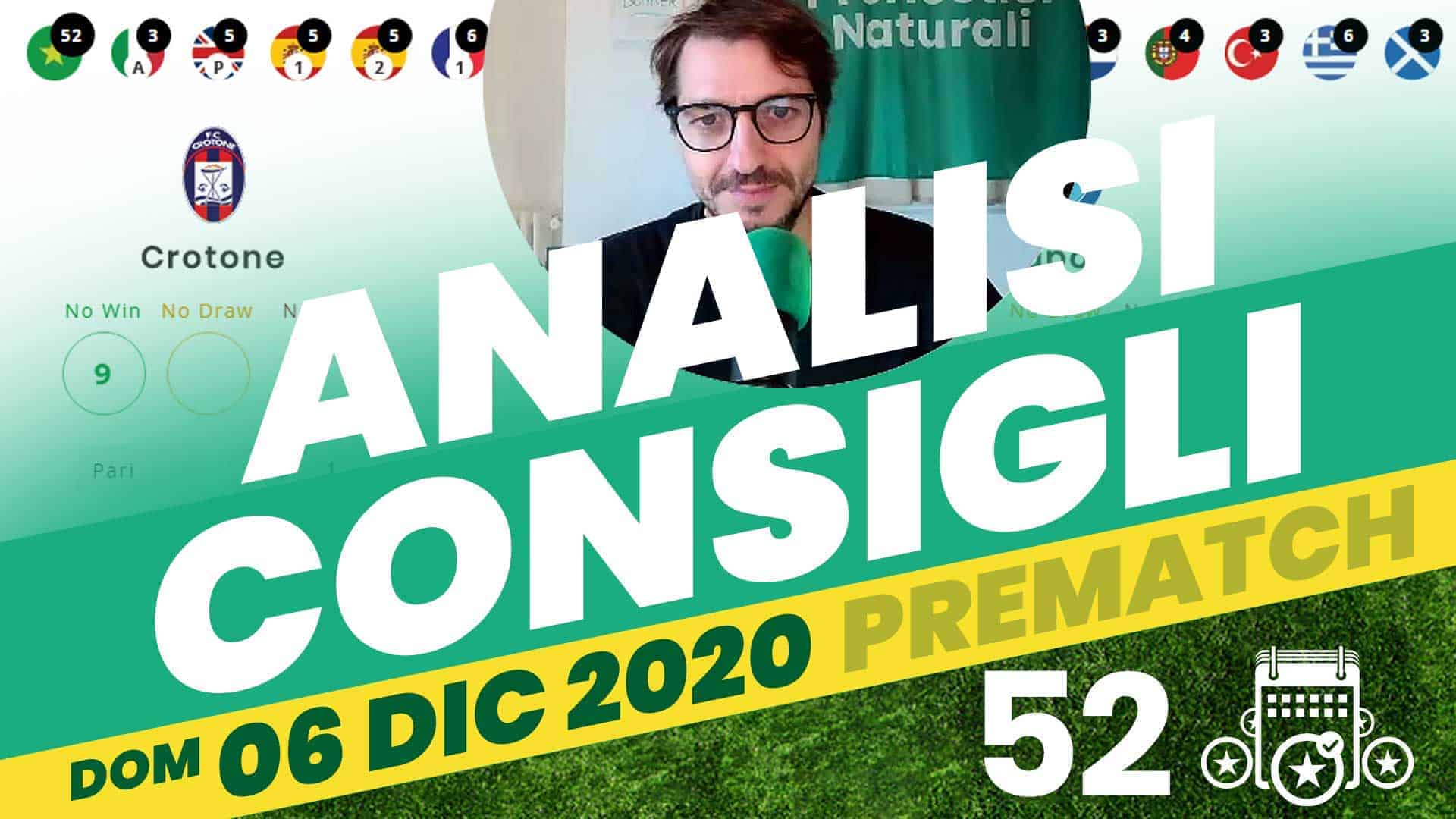 Pronostici Naturali Video Analisi Scommesse Betting Calcio Pre Partite Domenica 6 Dicembre 2020