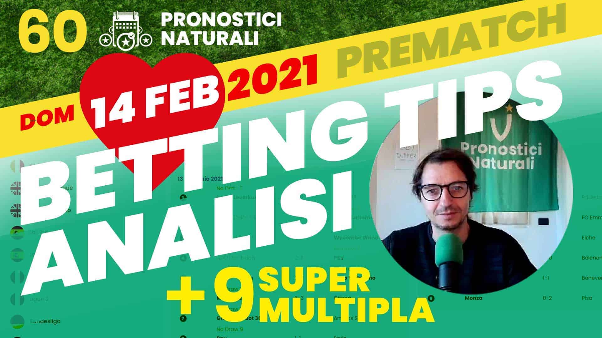 Pronostici Naturali Video Analisi Scommesse Betting Calcio Pre Partite SuperMultipla9 Domenica 14 Febbraio 2021
